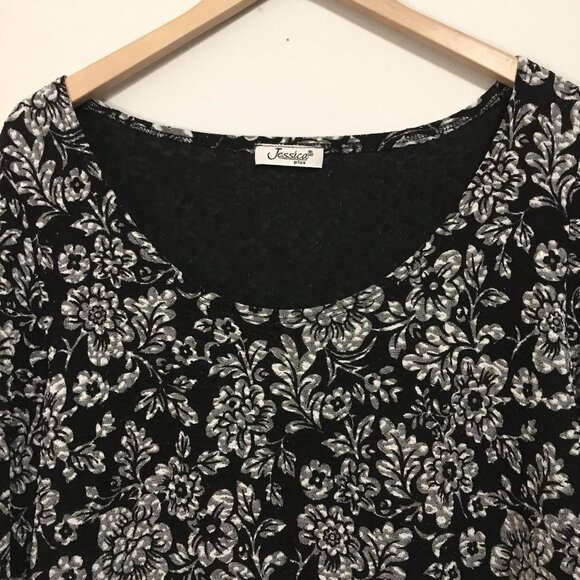 90s Vintage Floral Print Lacy 3/4 Sleeve Top - Picture 3 of 16